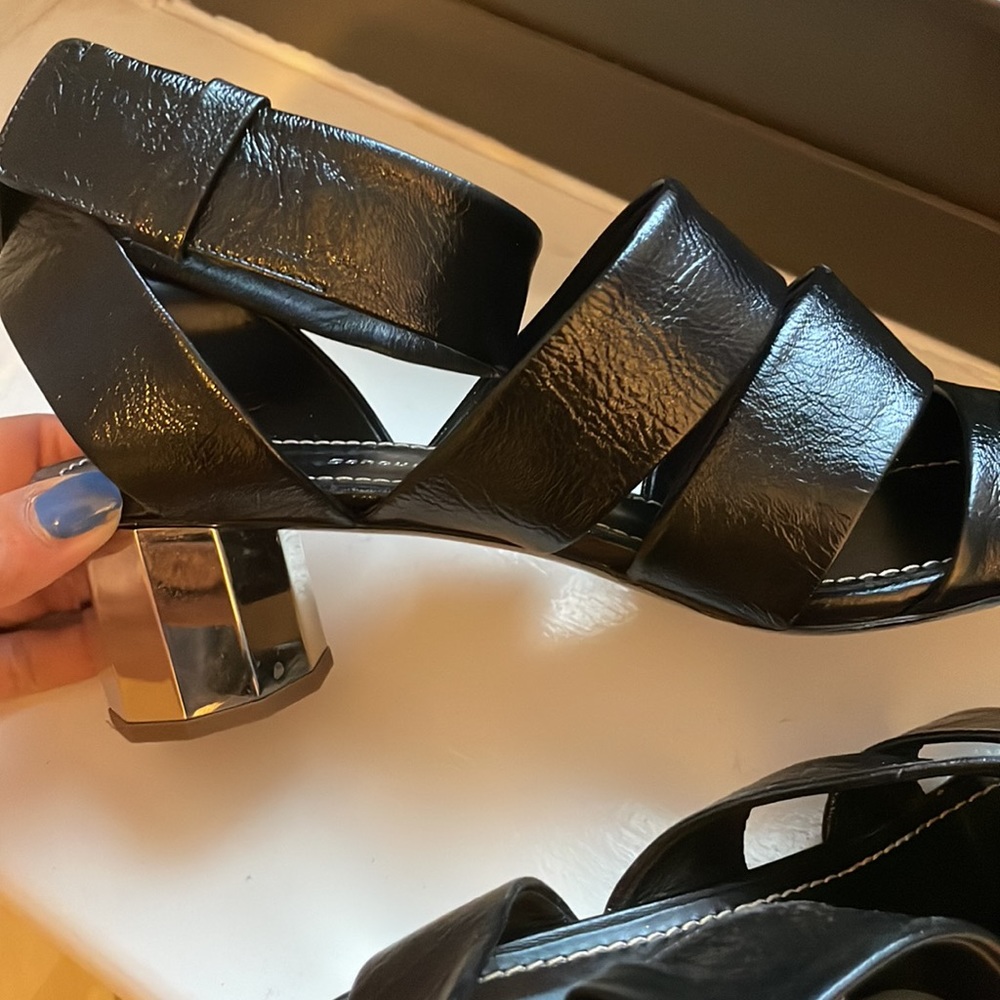 Proenza Schouler Women’s Black Sandals with Block Silver Heel Size 40 - Picture 10 of 11